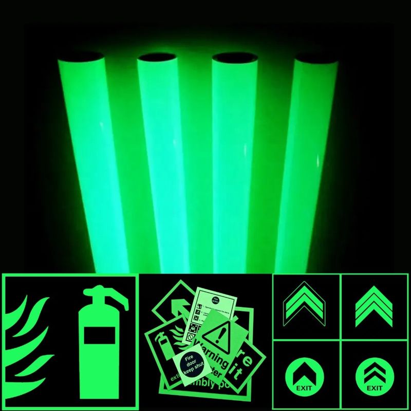 12 uur Groene waterdichte zelfklevende fotoluminescerende lichtgevende vinylfilm voor uitgangstekens