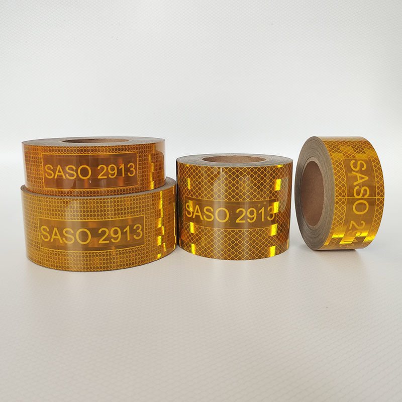 Custom Yellow Prismatic Strong Self Adhesive SASO 2913 Retro-reflective tape voor vrachtwagen