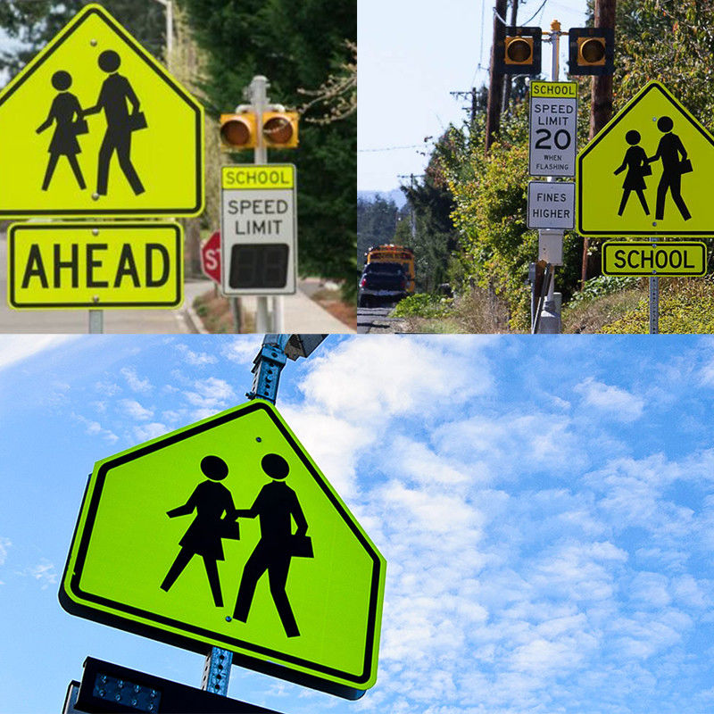 Fluorescerend Geel Groen Rigid Sign Reflecterend Plaat Hoog intensiteit Prismatisch met 24 uur zichtbaarheid