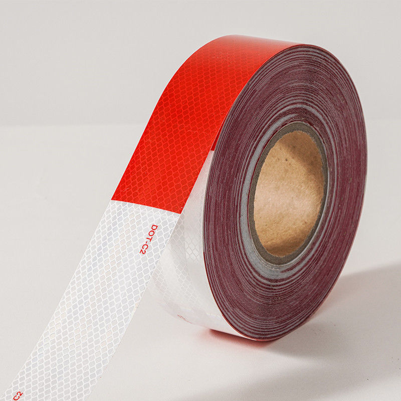 50mm 2 inch wit rood kleefmiddel DOT C2 reflecterende veiligheidstape stickers op vrachtwagen voor voertuigen