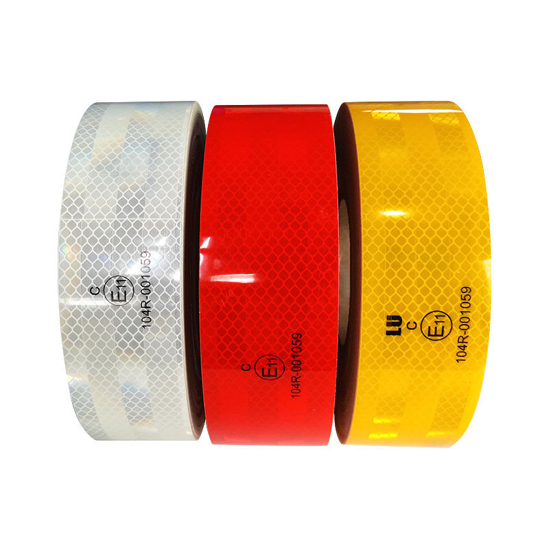 Waterdicht reflecterend veiligheidsteep 2 inch breed 150ft lang- rood, wit en geel voor vrachtwagens