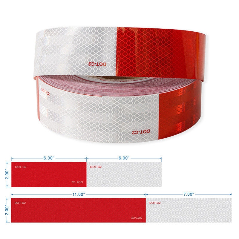 50mm 2 inch wit rood kleefmiddel DOT C2 reflecterende veiligheidstape stickers op vrachtwagen voor voertuigen