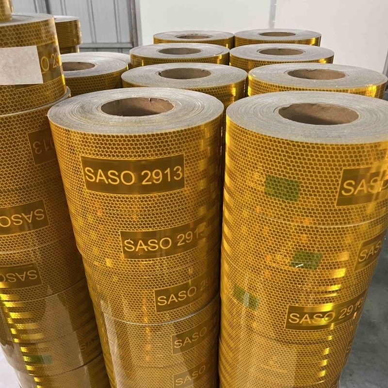 Metaliseerde SASO 2913 gele reflecterende tape voor Saoedi-Arabië met aluminiumcoating