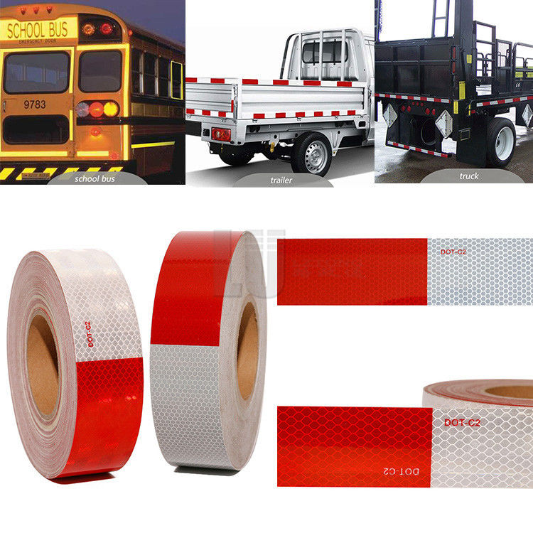 Hoge intensiteit reflecterend vinyl 10 jaar rood-wit dot-C2 reflecterend tape Conspicuity tape voor vrachtwagen