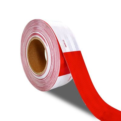 Goede prijs 2 inch rode en witte prismatische reflecterende waarschuwingsband voor aanhangwagens online