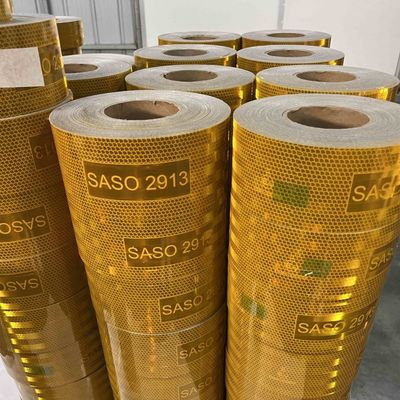 Goede prijs Metaliseerde SASO 2913 gele reflecterende tape voor Saoedi-Arabië met aluminiumcoating online