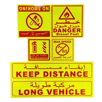Goede prijs Danger Long Vehicle Speed Limited Saudi Arabische reflecterende sticker voor vrachtwagen aanhangwagen online